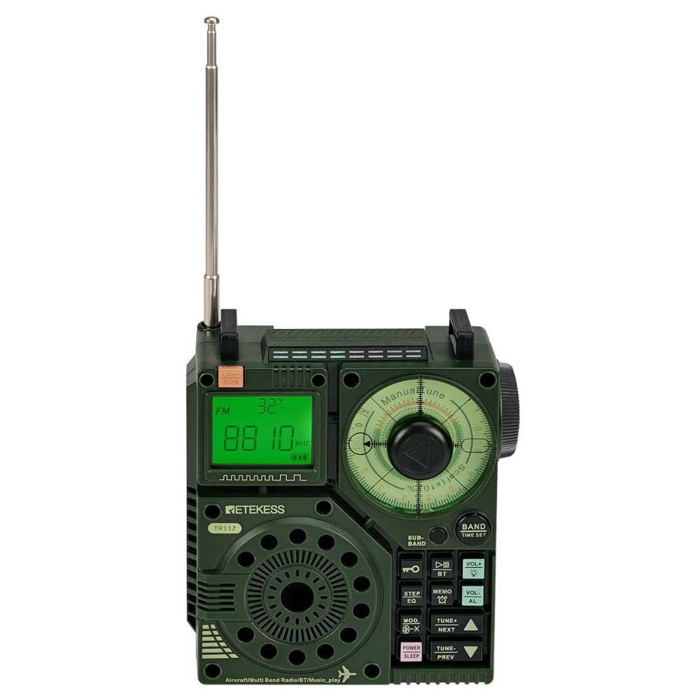 RETEKESS-TR112 AIR, FM, MW, SW, VHF y WB DSP Radio De Jamón Multibanda Con Pantalla Digital