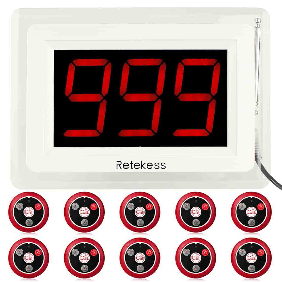 Retekess Restaurant Calling System T114 Receptor de Pantalla, Botones de Llamada T117