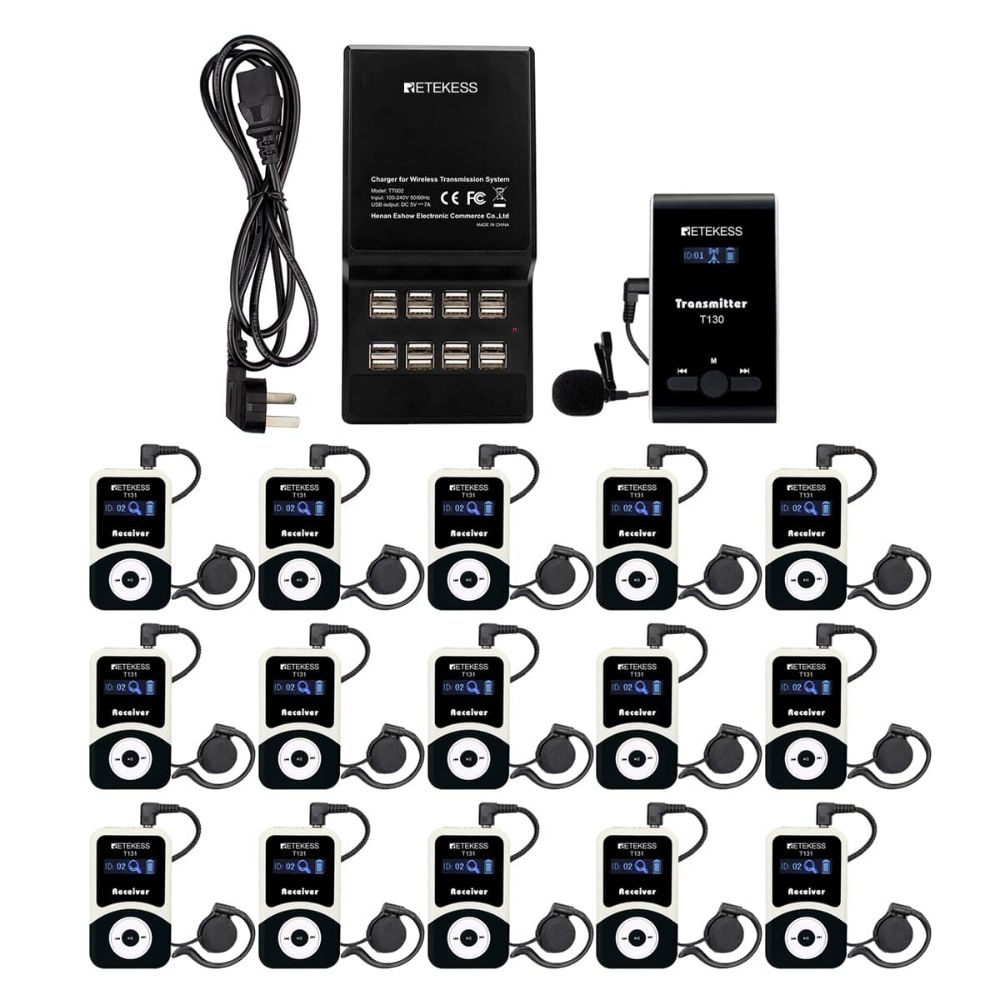 Retekess T130 Sistema Guía Turístico Inalámbrico Base Carga16 Puertos