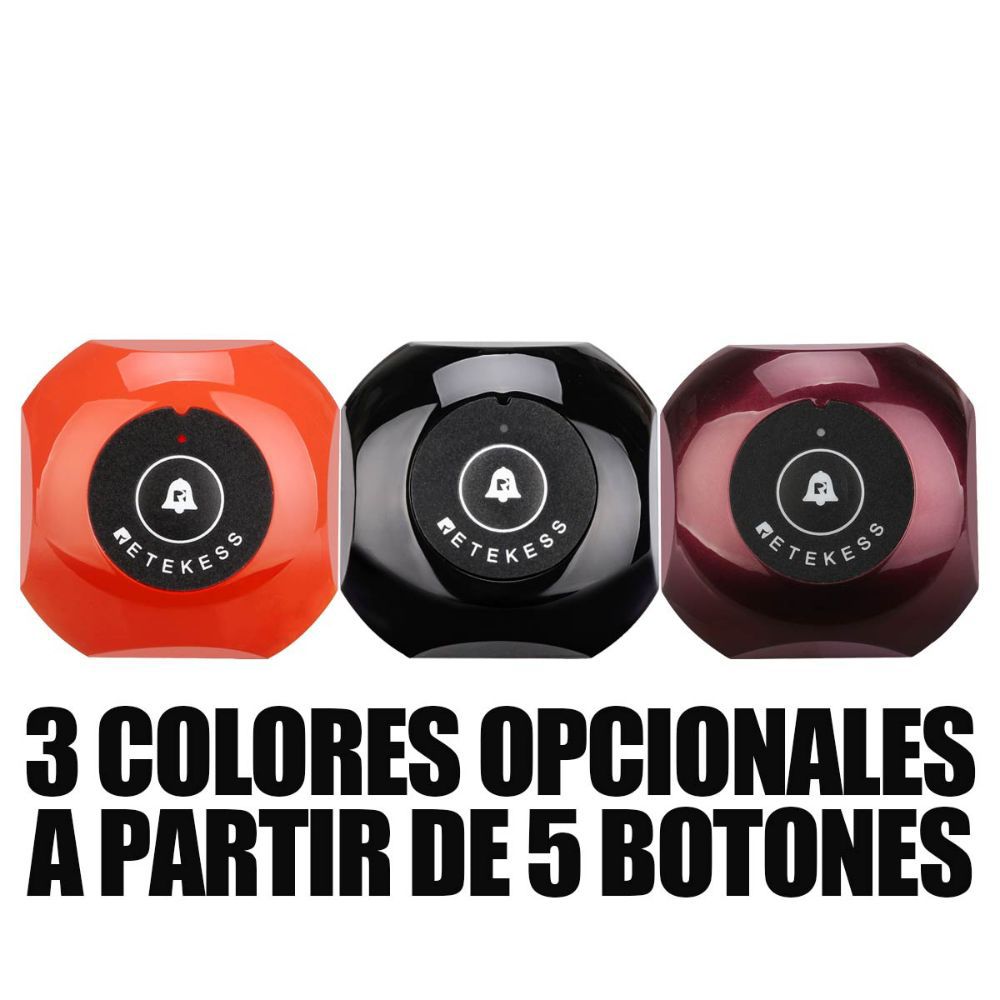 TD013 Pulsador Llamada Localizador Inalámbrico 3 Colores Negro Naranja y Rojo Burdeos