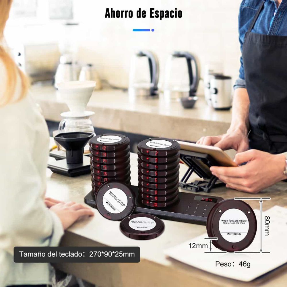 TD163 Inalámbrico Pager de Restaurante System 20 Localizadores de Posavasos