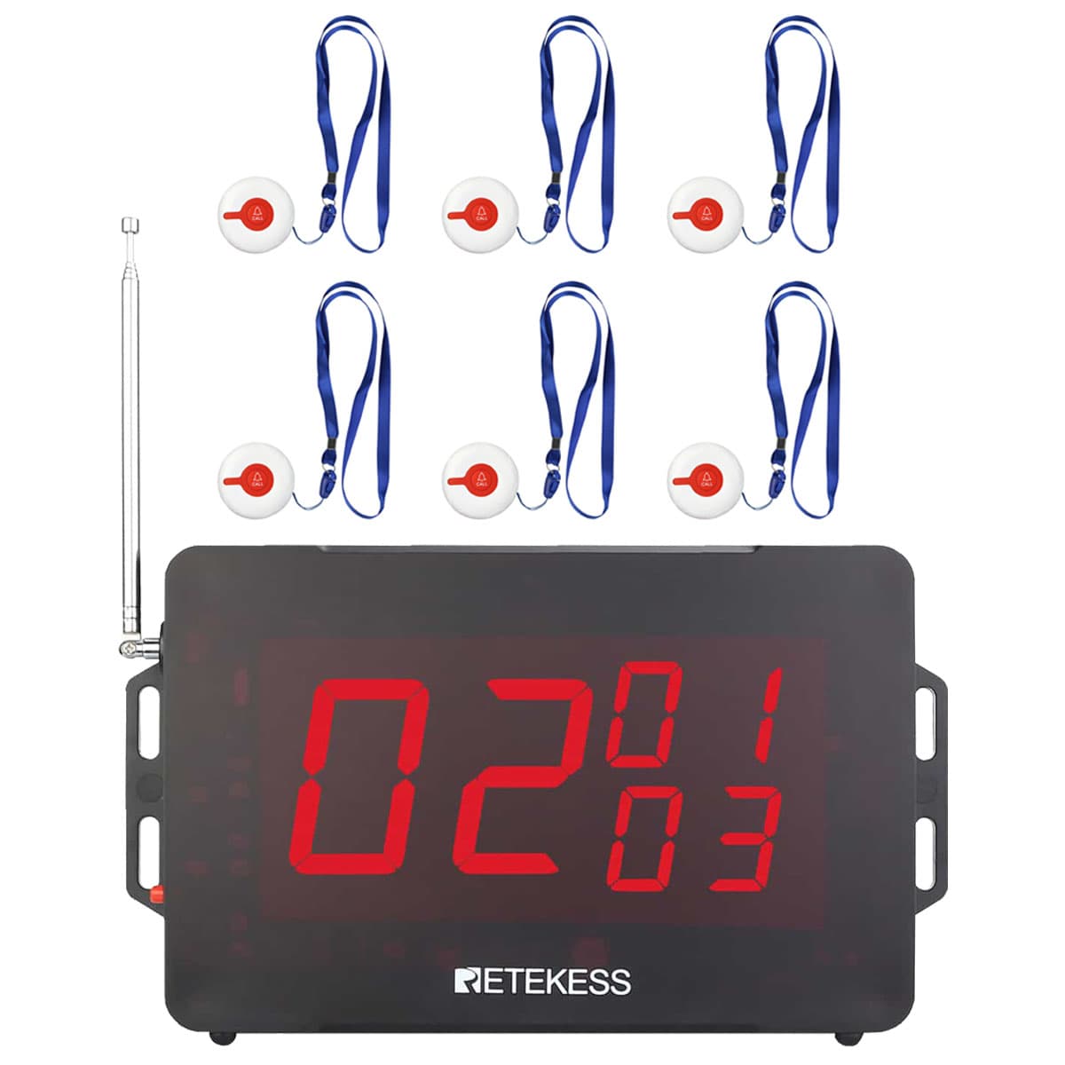 Retekess Hospital Inalámbrico del Sistema de Llamada TD136 Receptor de Pantalla y TD009 Botones de Llamada para Clínica, Hogar de Ancianos