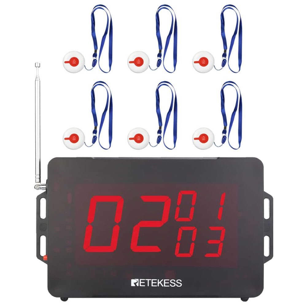 Retekess Hospital Inalámbrico del Sistema de Llamada TD136 Receptor de Pantalla y TD009 Botones de Llamada para Clínica, Hogar de Ancianos