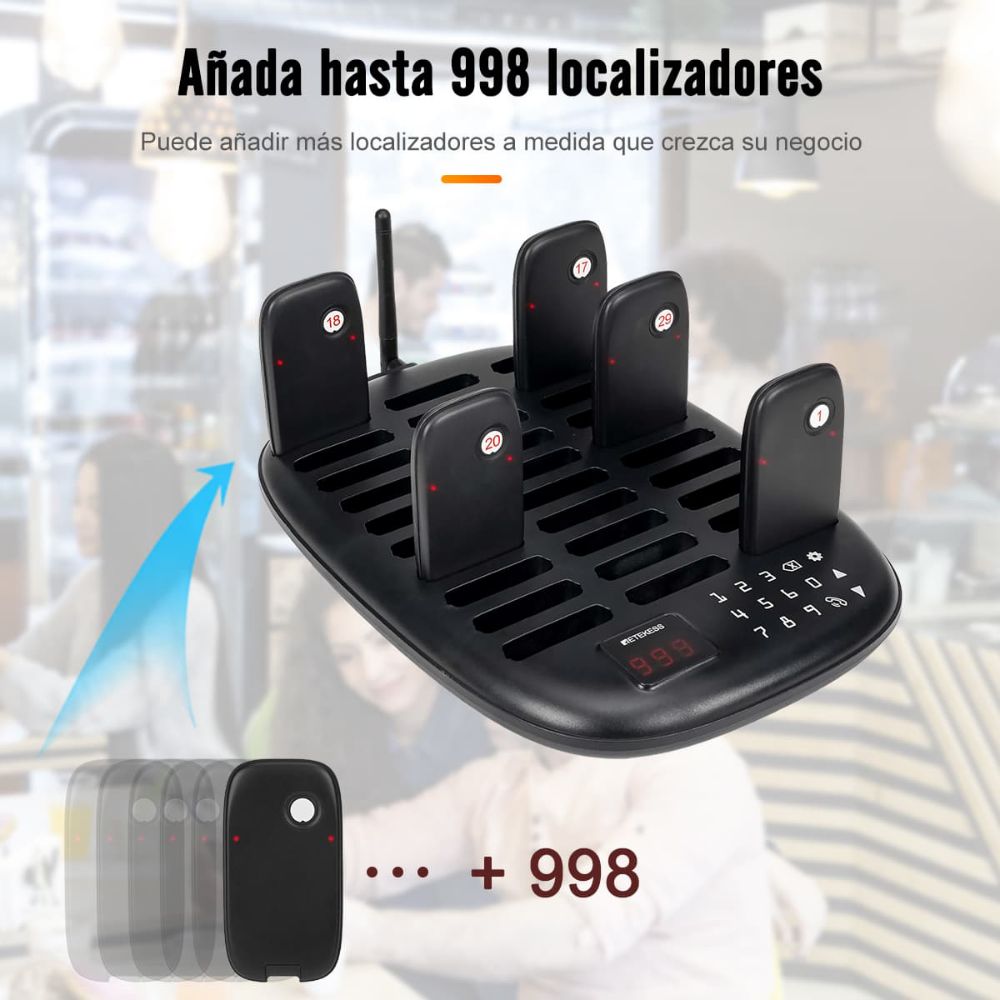 Retekess TD175P Gran Capacidad Sistema De Localización De Restaurantes Con 30 Buscapersonas