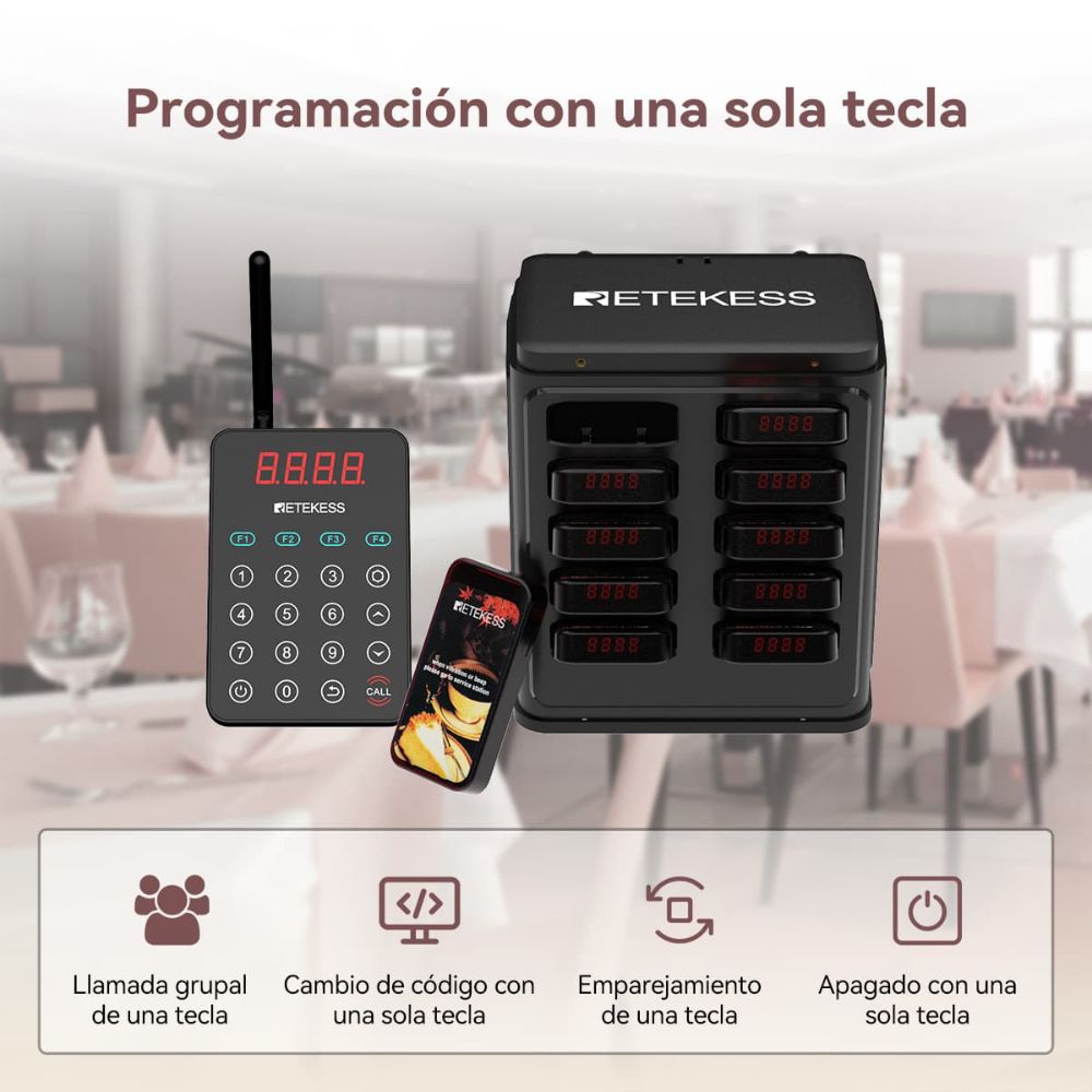 Retekess TD177 Sistema de localización para huéspedes y personal para montaje en pared Actualización completa del sistema de localización