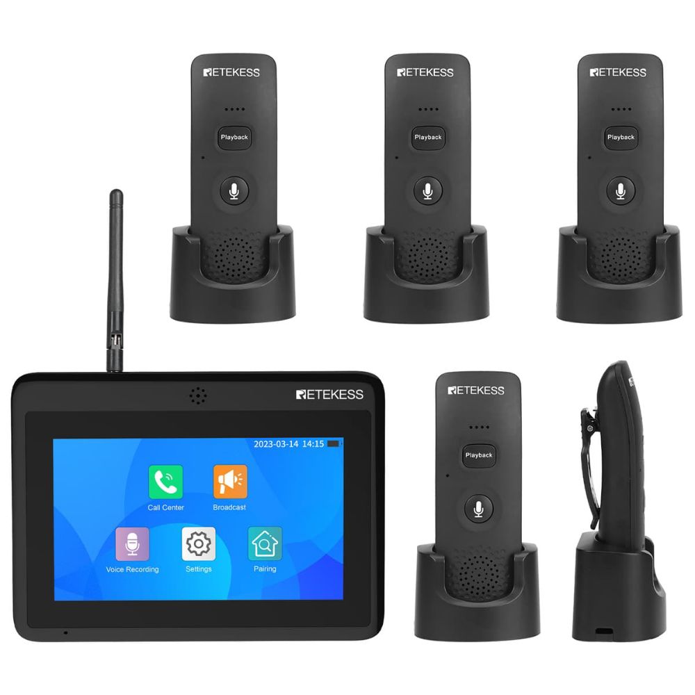 Retekess TD125 TD035 Sistema De Intercomunicación Bidireccional De Localizador De Voz Inalámbrico De 7 Pulgadas Para Casa De Té, Sala De Ajedrez, Restaurante, Hotel Y Club