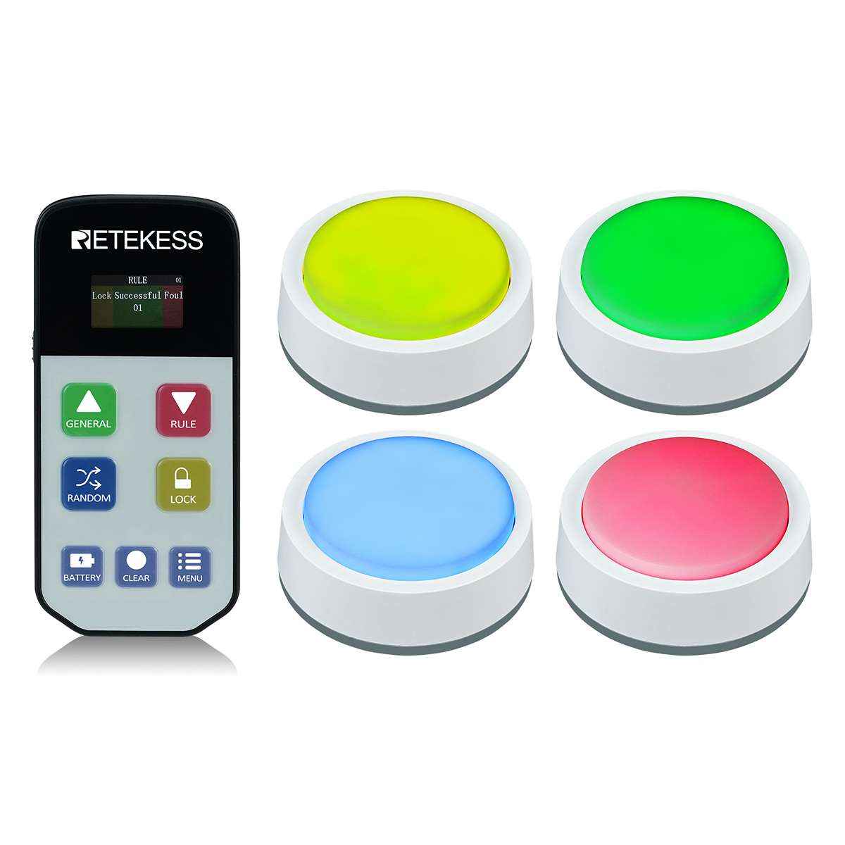 Retekess Botones de Respuesta TM102 Timbre Para Juego Para Juegos en el Aula, Juegos de Fiesta, Juegos Familiares