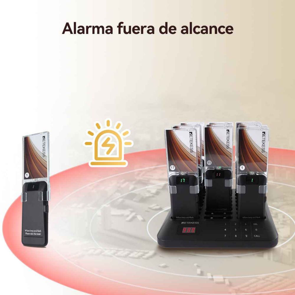 Retekess TD157A Sistema de Buscapersonas con Timbre para Restaurantes y Pegatinas Publicitarias Reemplazables