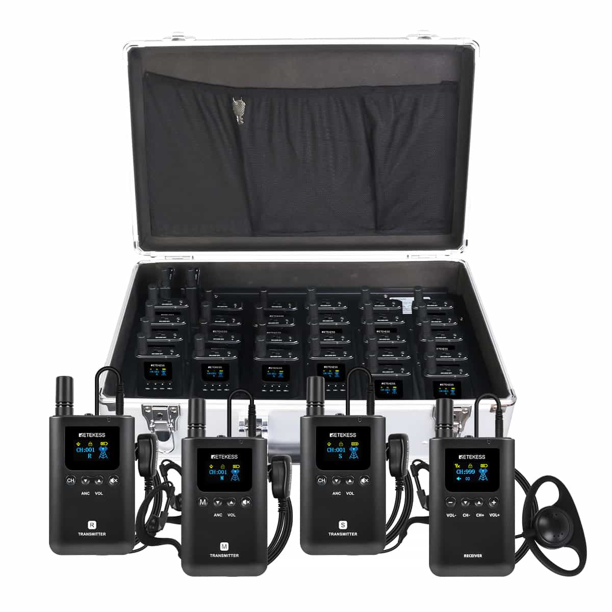 Retekess TT129 Sistema de Comunicación Full-duplex Inalámbrico, Admite 3 Transmisores Hablando al Mismo Tiempo