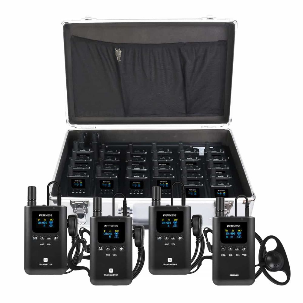 Retekess TT129 Sistema de Comunicación Full-duplex Inalámbrico, Admite 3 Transmisores Hablando al Mismo Tiempo