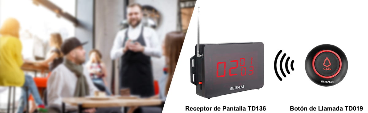 retekess sistema de llamadas inalambricas con receptor td136 y boton de llamada td019