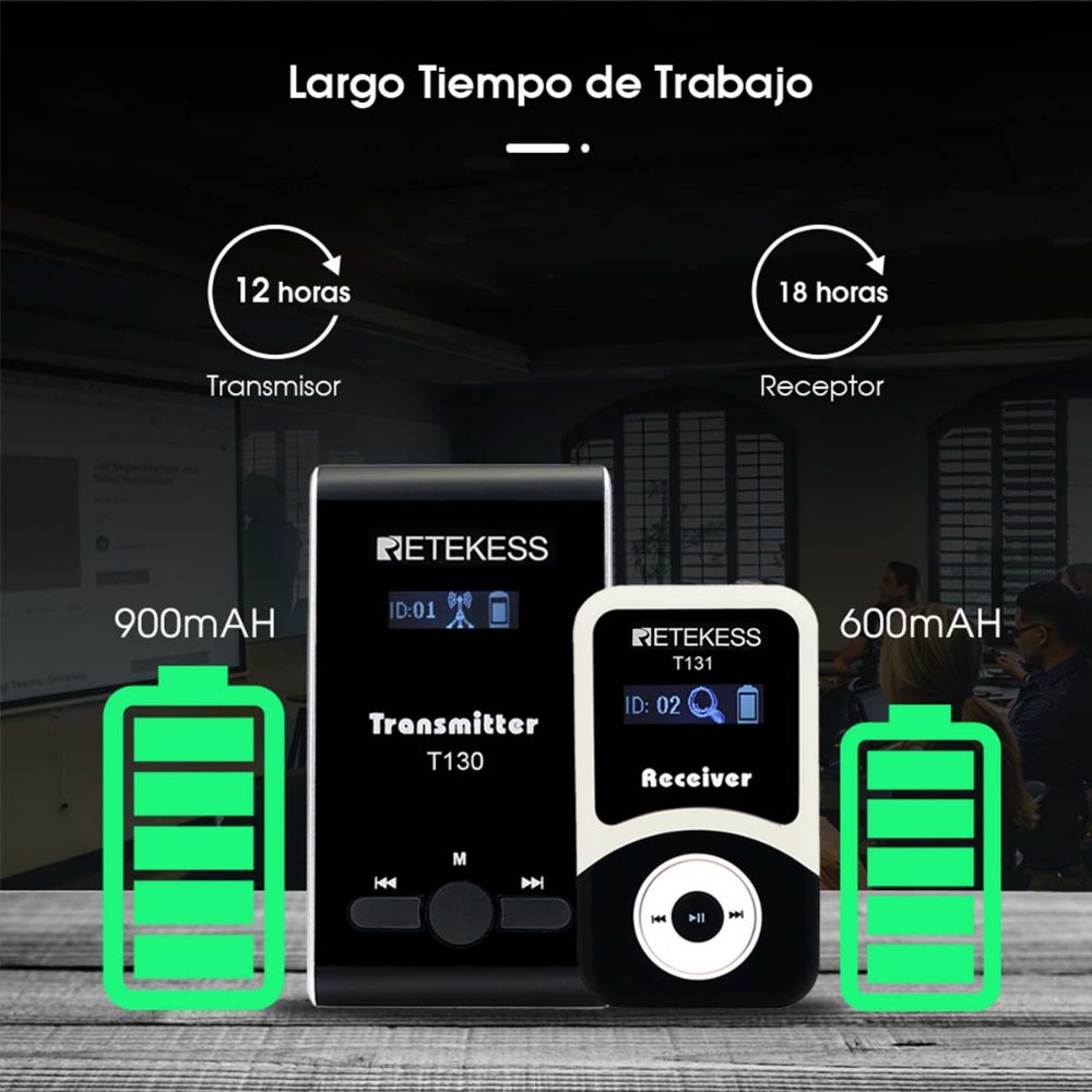 Sistema de Radioguía Retekess T130 para la Interpretación en Viajes e Iglesias con Maletín de Carga de 64 Puertos